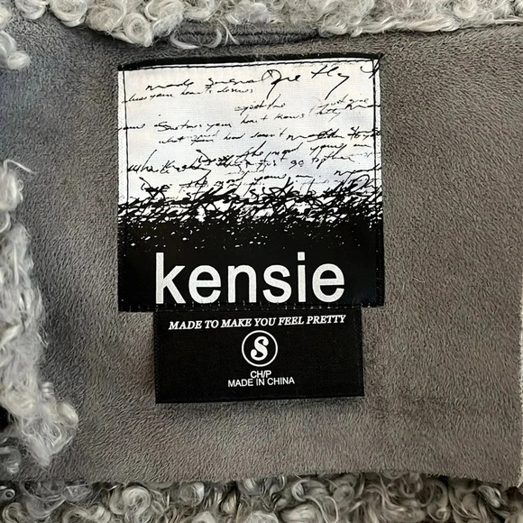 KENSIE Grey Lamb Faux Fur and Faux Suede Long Vest, Size S - Picture 10 of 12